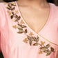 Classy Hand Embroidered Peach Chanderi Flared Kurta & Pant - Dupatta  Optional