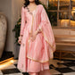 Classy Hand Embroidered Peach Chanderi Flared Kurta & Pant - Dupatta  Optional