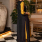 Hand Embroidered Black Jacket With Mustard Cotton Silk Kurta  - Pant Optional