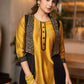 Hand Embroidered Black Jacket With Mustard Cotton Silk Kurta  - Pant Optional