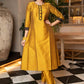 Hand Embroidered Black Jacket With Mustard Cotton Silk Kurta  - Pant Optional