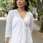 A Line White Chikankari with Gold with Gold Cording Allover -Pant Optional