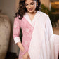 Trendy Baby Pink Rayon Printed Flared Kurta - Chiffon Dupatta Optional