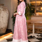 Trendy Baby Pink Rayon Printed Flared Kurta - Chiffon Dupatta Optional