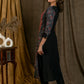 Beautiful Red Black Kantha Combination Straight Cut Cotton Ajrakh Kurta with Flat Collar and Wooden Beads - Pant Optional