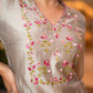 Beautiful Hand Embroidered Grey Chanderi Kurta With Matching Pant  - Dupatta Optional