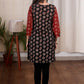 Exclusive Ajrakh combination maroon & black cotton tunic