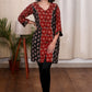 Exclusive Ajrakh combination maroon & black cotton tunic
