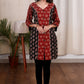 Exclusive Ajrakh combination maroon & black cotton tunic