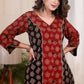 Exclusive Ajrakh combination maroon & black cotton tunic