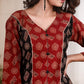 Exclusive Ajrakh combination maroon & black cotton tunic