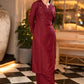 Hand Embroidered Rayon Wine Kurta - Pant Optional