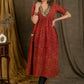 Beautiful Cotton Ajrakh A-Line Kurta / One Piece Dress with Contrast Embroidery On Neckline, Sleeves, and Side Pocket