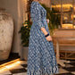Elegant Indigo Combination Flared Kurta   - Pant Optional