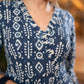 Elegant Indigo Combination Flared Kurta   - Pant Optional