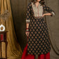 Elegant Cotton Ajrakh Combination Straight Cut Kurta with Beautiful Hand Embroidered Yoke and Sleeves - Pant Optional