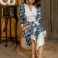 Smart & Stylish Cotton Blue Printed Straight cut Kurta with Beautiful Swan Hand Embroidered Yoke - Pant Optional