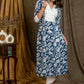 Smart & Stylish Cotton Blue Printed Straight cut Kurta with Beautiful Swan Hand Embroidered Yoke - Pant Optional