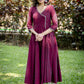 Exclusive maroon handloom cotton anarkali kurta with elegant & intricate hand embroidered motifs