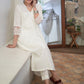 Exclusive White Cotton Kurta with Pintucks on Yoke & Beautiful Lace on Sleeves - Pant Optional