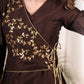 Exclusive brown cotton silk tunic with hand embroidery