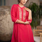Exclusive Magenta Cotton Silk Kurta With Gota Work On Yoke & Sleeves  - Pant Optional