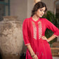 Exclusive Magenta Cotton Silk Kurta With Gota Work On Yoke & Sleeves  - Pant Optional