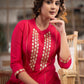 Exclusive Magenta Cotton Silk Kurta With Gota Work On Yoke & Sleeves  - Pant Optional