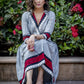 Textured handloom cotton one piece dress with Ikat combination