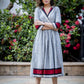 Textured handloom cotton one piece dress with Ikat combination
