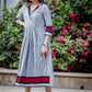 Textured handloom cotton one piece dress with Ikat combination