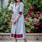 Textured handloom cotton one piece dress with Ikat combination