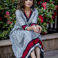 Textured handloom cotton one piece dress with Ikat combination