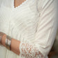 Exclusive White Cotton Kurta with Pintucks on Yoke & Beautiful Lace on Sleeves - Pant Optional