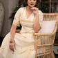 Elegant Off White Chanderi Kurta With Gold Embroidery All Over  - Pant Optional