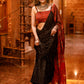 Exclusive black pure modal silk Bandhej & Ajrakh combination saree
