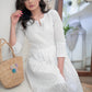 Classy White Cotton Lace Dress with Silk Yoke