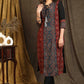 Beautiful Blue Ajrakh Staight Cut kurta with Rust Maroon Panel  - Pant Optional