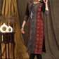Beautiful Blue Ajrakh Staight Cut kurta with Rust Maroon Panel  - Pant Optional