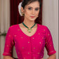 Beautiful majenta pink cotton silk blouse with overall mirror embroidery