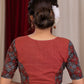 Elegant maroon stripe combination blouse with ajrakh combination on sleeves