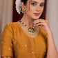 Exclusive metallic gold blouse with overall mirror embroidery highlighted with banarasi lace