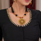 Exclusive black cotton silk blouse with overall hand embroidered madhubani motif