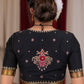 Exclusive black cotton silk blouse with overall hand embroidered madhubani motif