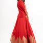 Stylish Red Cotton Silk Lehenga with Brocade Inner & Jacket with Net Dupatta