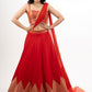 Stylish Red Cotton Silk Lehenga with Brocade Inner & Jacket with Net Dupatta
