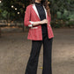 Standout Red striped cotton formal blazer with optional pant