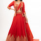 Stylish Red Cotton Silk Lehenga with Brocade Inner & Jacket with Net Dupatta