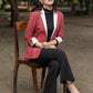Standout Red striped cotton formal blazer with optional pant