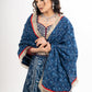 Block Printed Indigo Cotton Lehenga with Exquisite Hand Embroidered Blouse & Indigo Dupatta